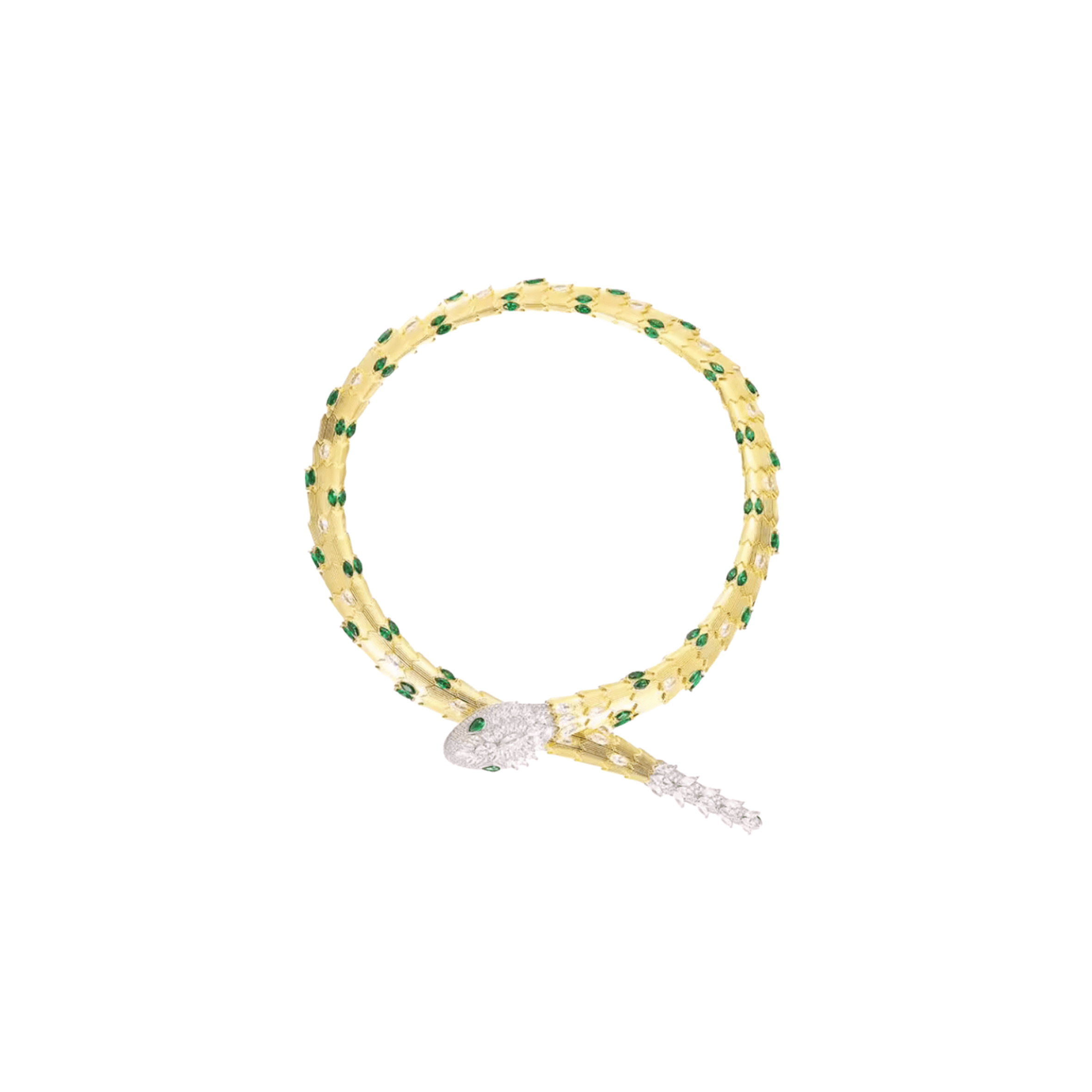 BVLGARI GOLD SERPENT NECKLACE EMERALD 